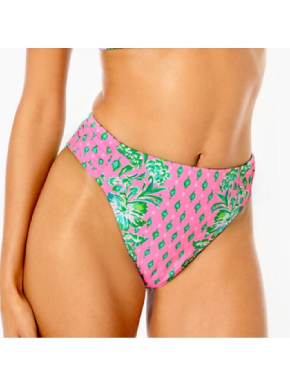 Lilly Pulitzer High-Waist  Pink Shandy Floral Clancy Bikini Bottom EUC size 10